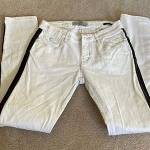 Maison Scott (Now Scotch and Soda) Skinny Jeans - White with Gray Suede Stripe
